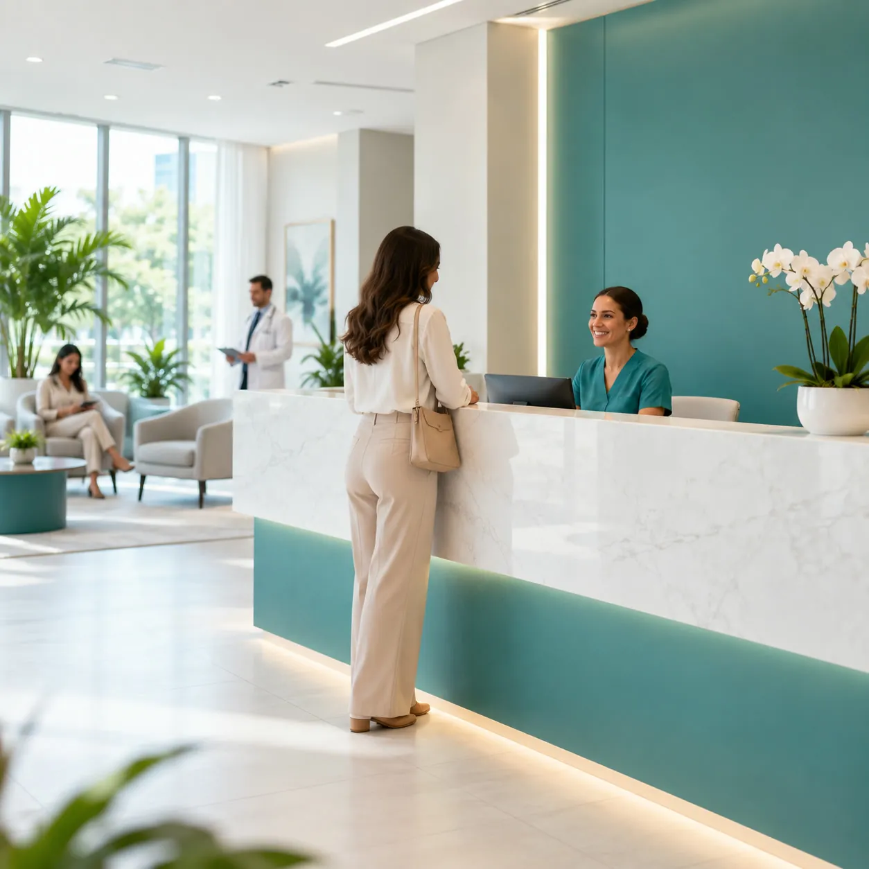 Sala de consulta limpa e contemporânea com equipamentos médicos modernos